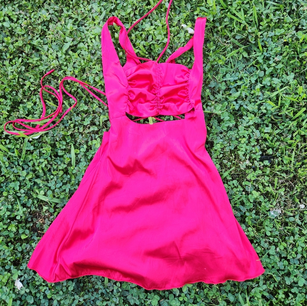 Fenity red satin dress